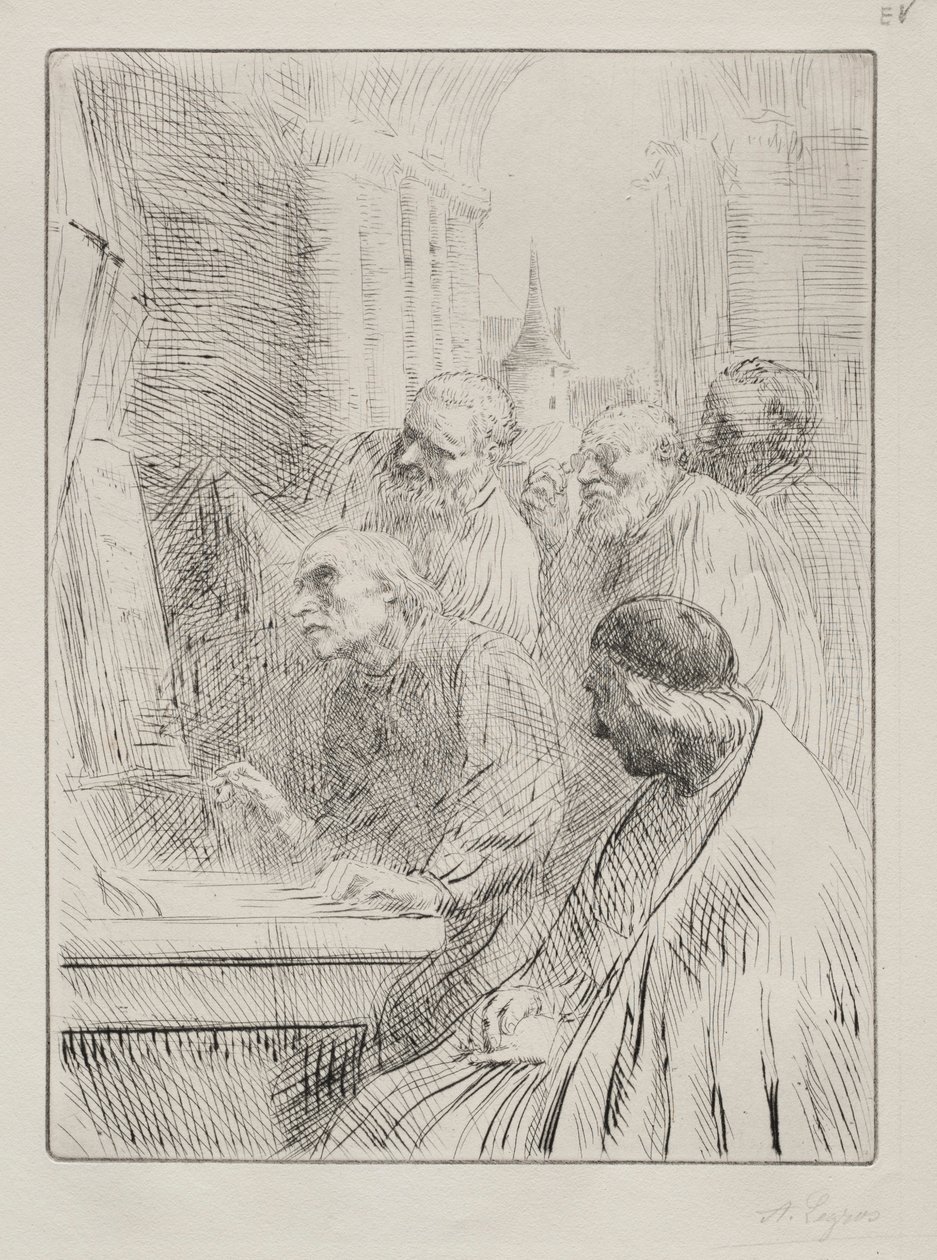 Munkene i Kirken. af Alphonse Legros