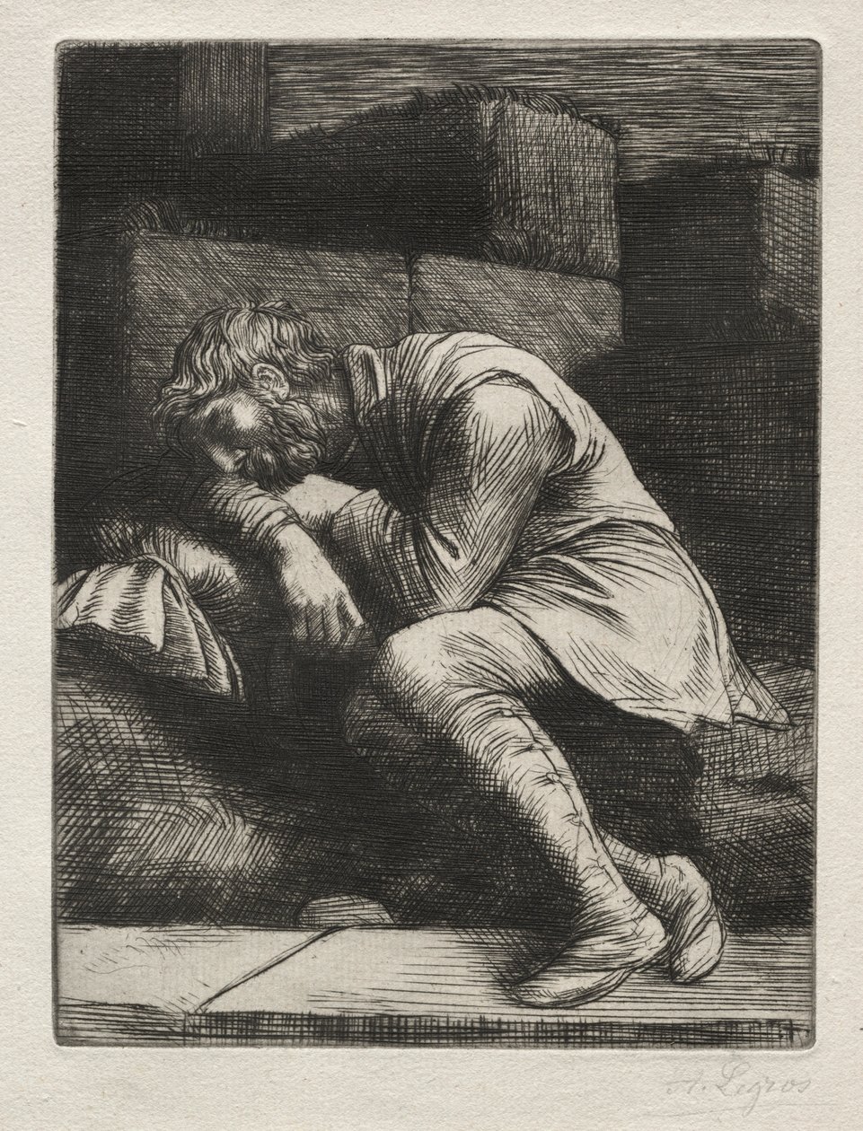 Den sovende tigger. af Alphonse Legros