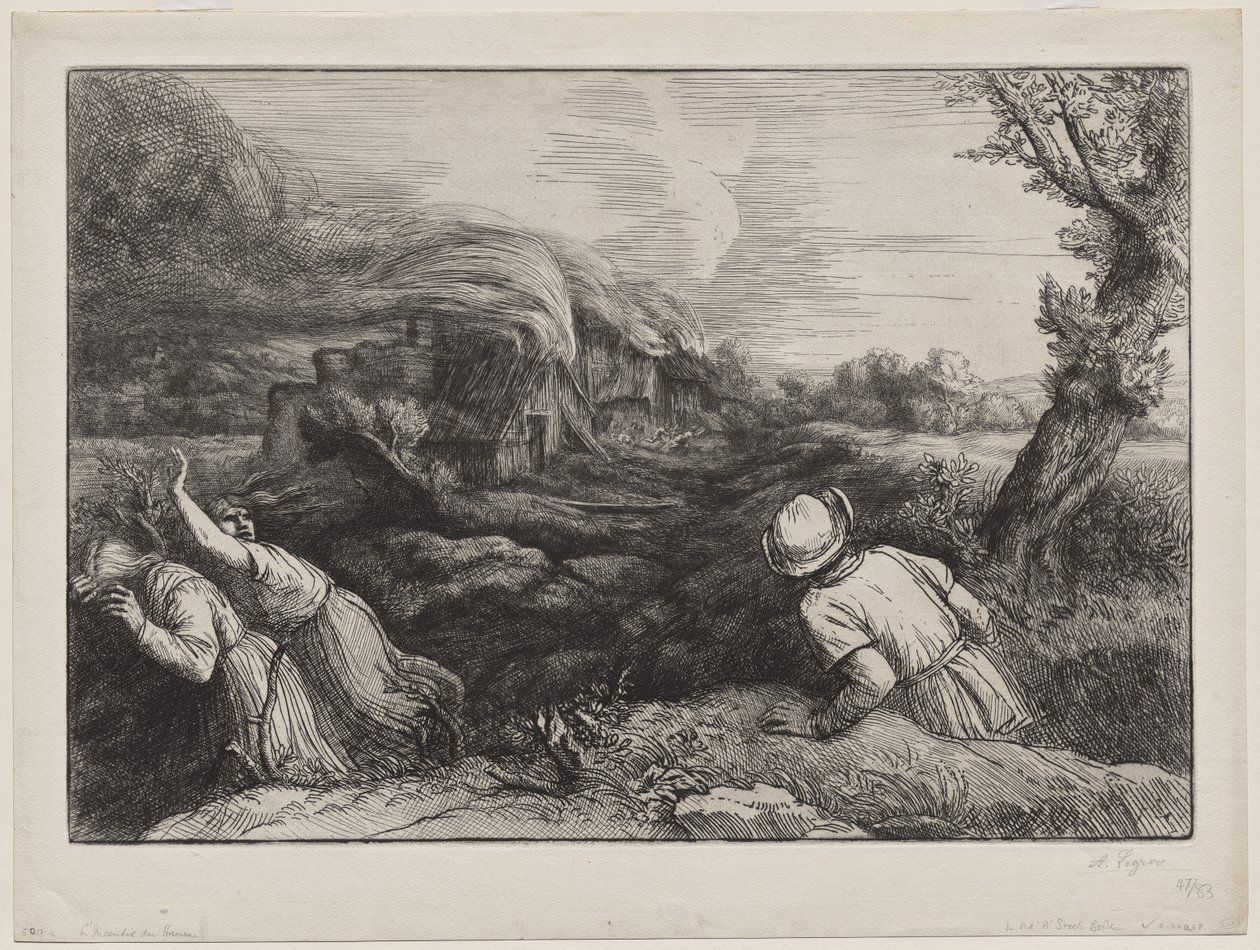 Landsbyen i flammer af Alphonse Legros