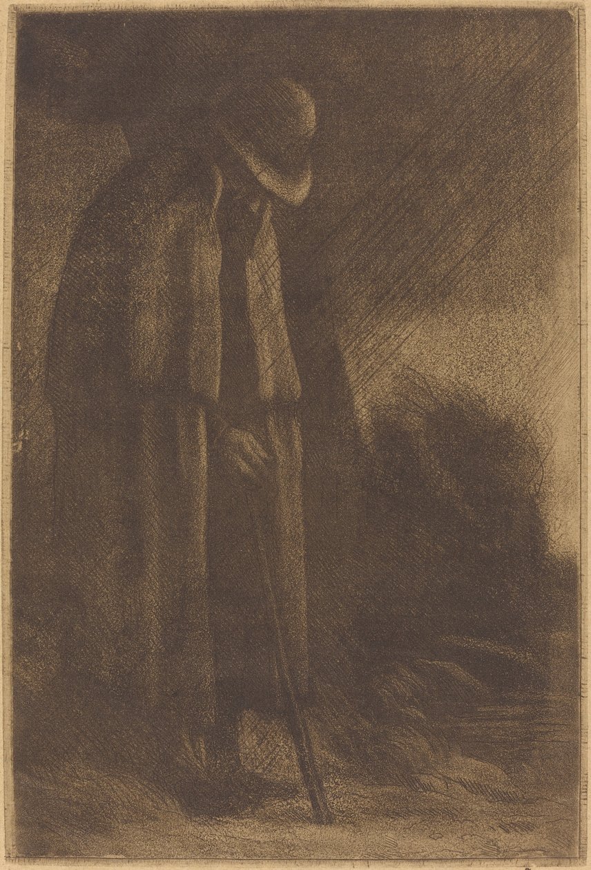 Rejsende tager ly Den rejsende søger ly. af Alphonse Legros