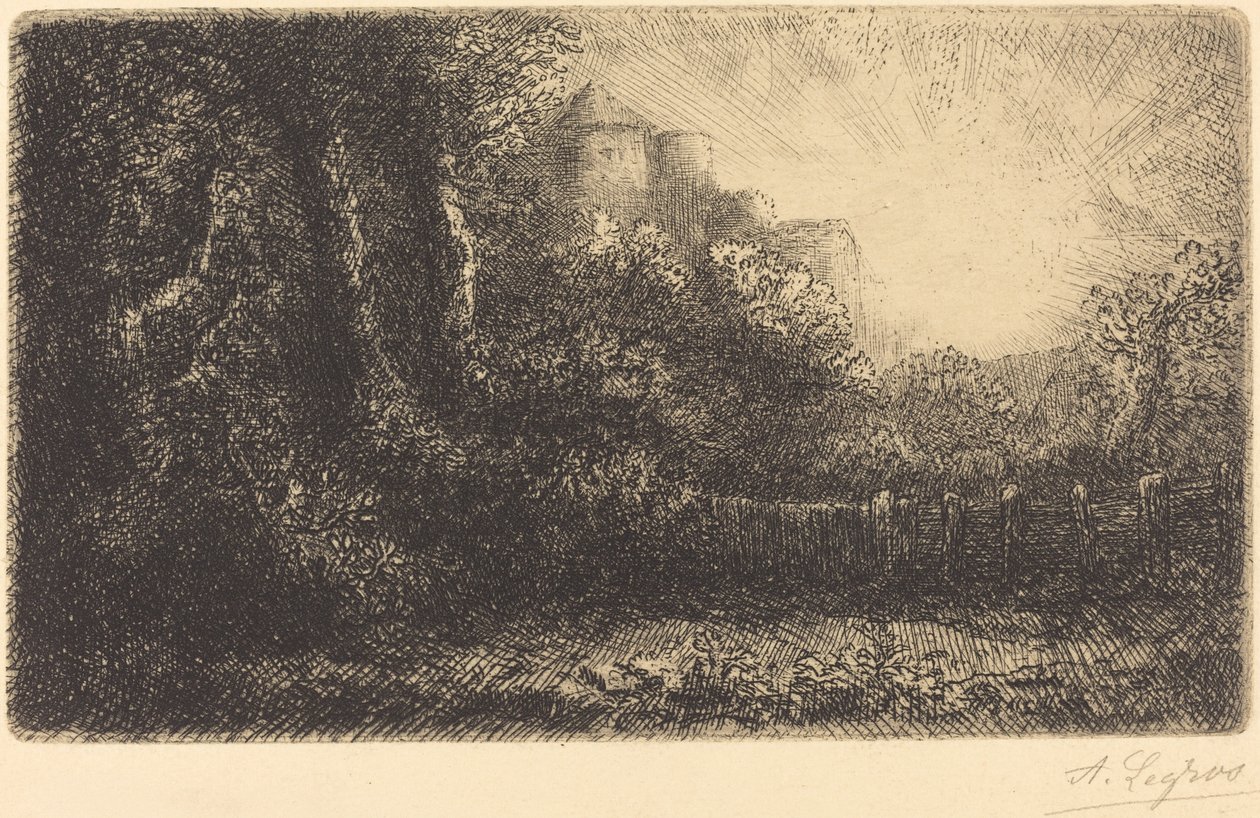 Udsigt over et slot (Chateau de Poillet) af Alphonse Legros
