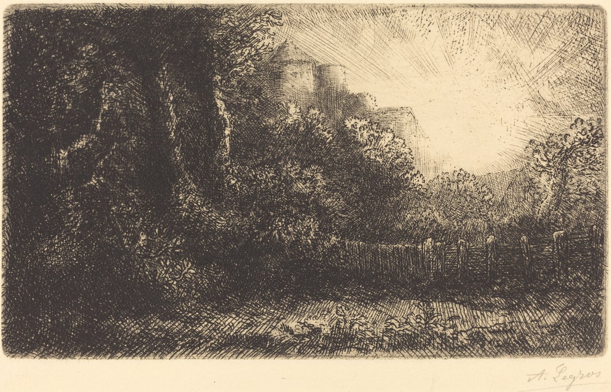 Udsigt over et slot (Chateau de Poillet) af Alphonse Legros