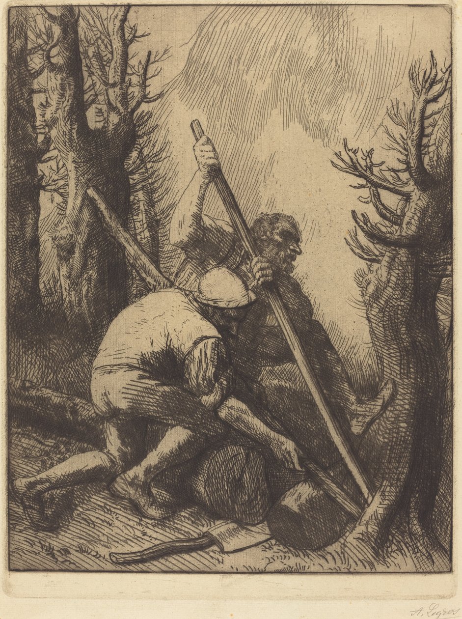 Træskærer, 3. plade Les bucherons. af Alphonse Legros