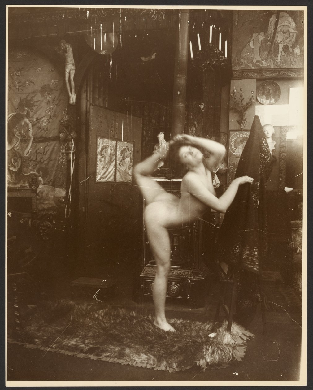 [Nøgen kvindelig model som ballerina, Paris]. af Alphonse Maria Mucha