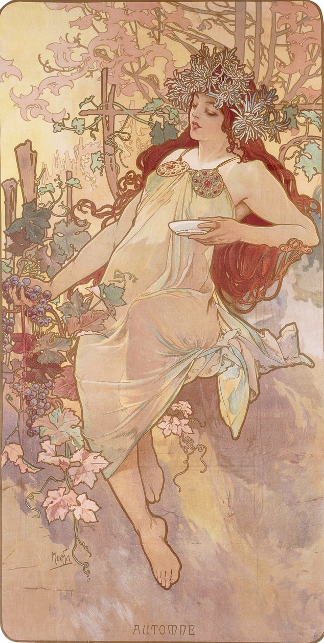 Efterår; Efterår, c.1896 af Alphonse Mucha