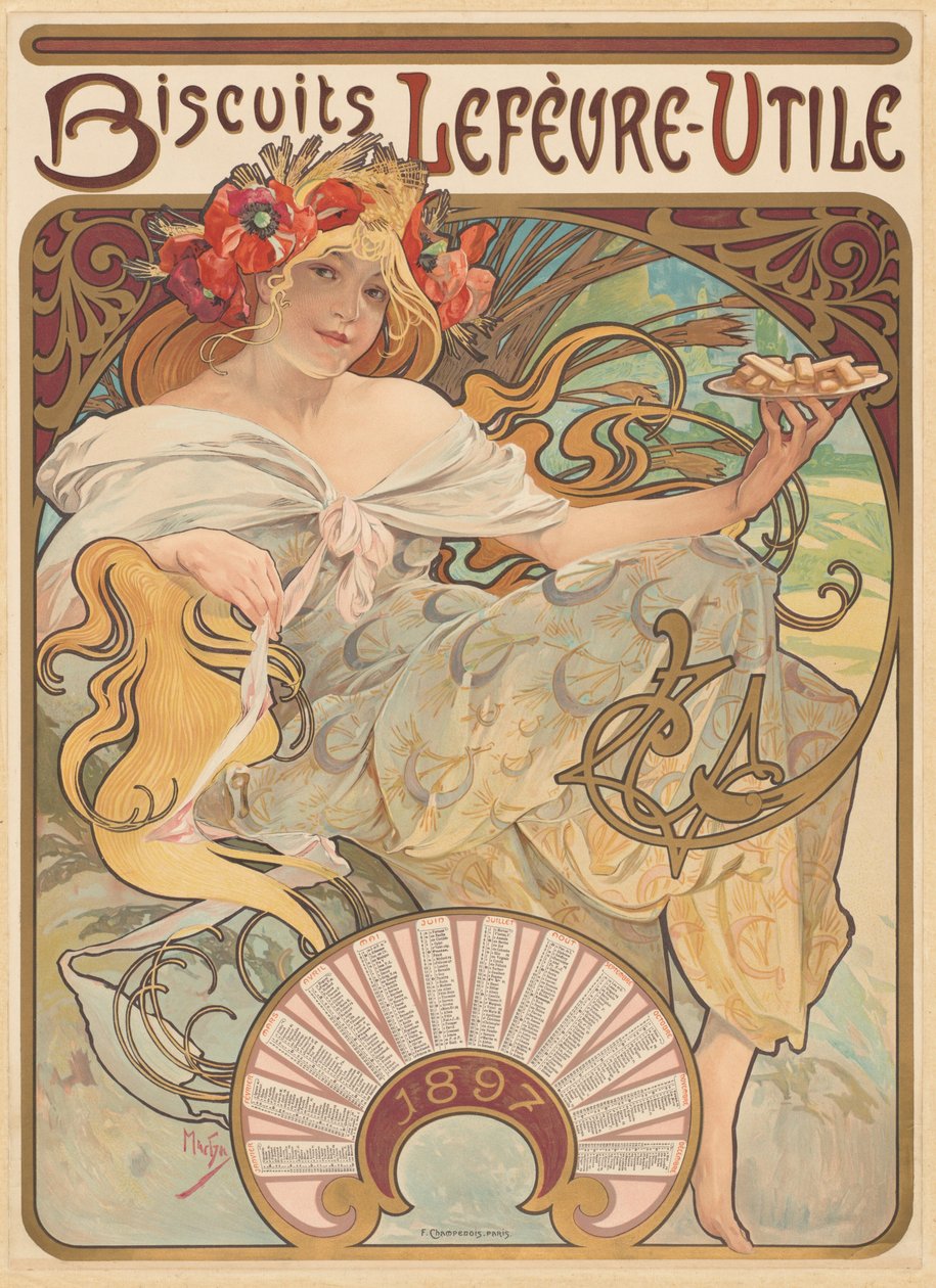 Lefèvre-Utile cookies af Alphonse Marie Mucha