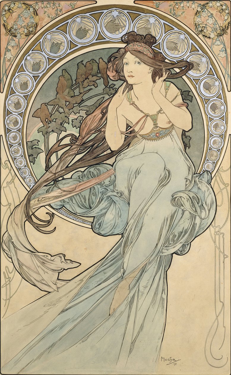 Musikken, 1898 af Alphonse Mucha