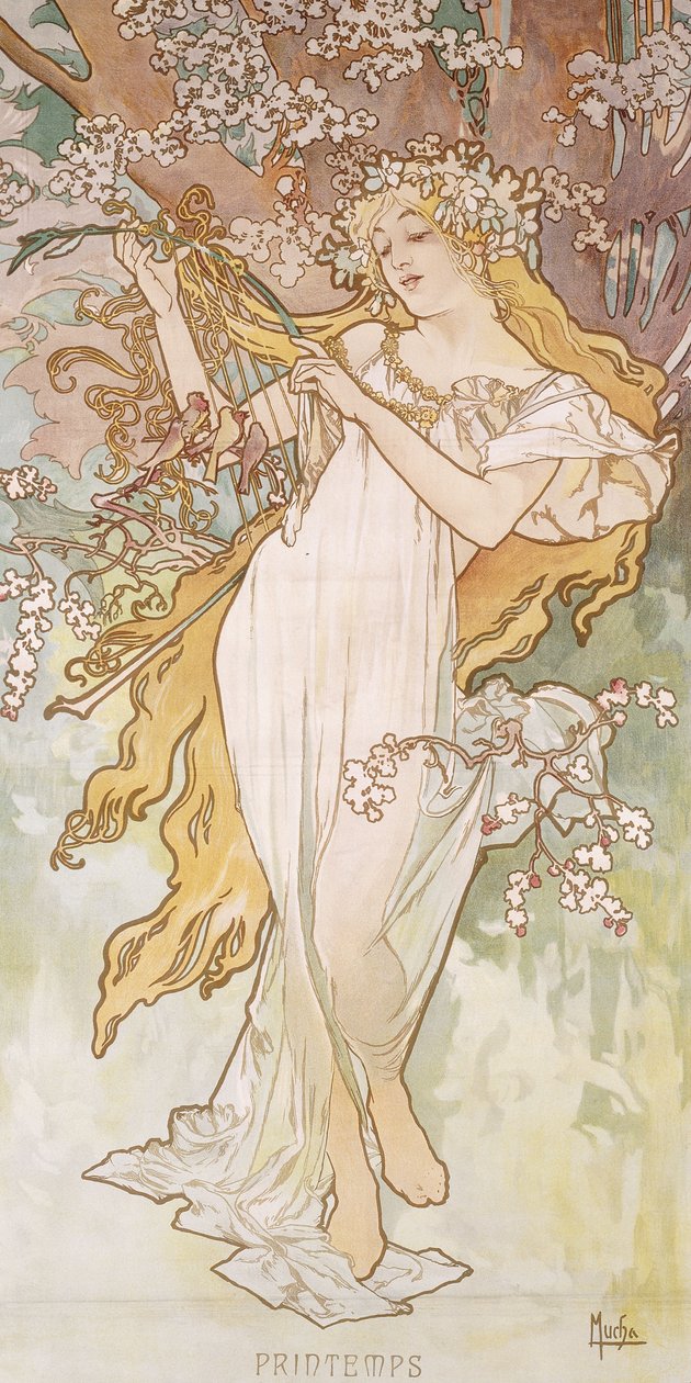 Forår; Printemps, c.1896 af Alphonse Mucha