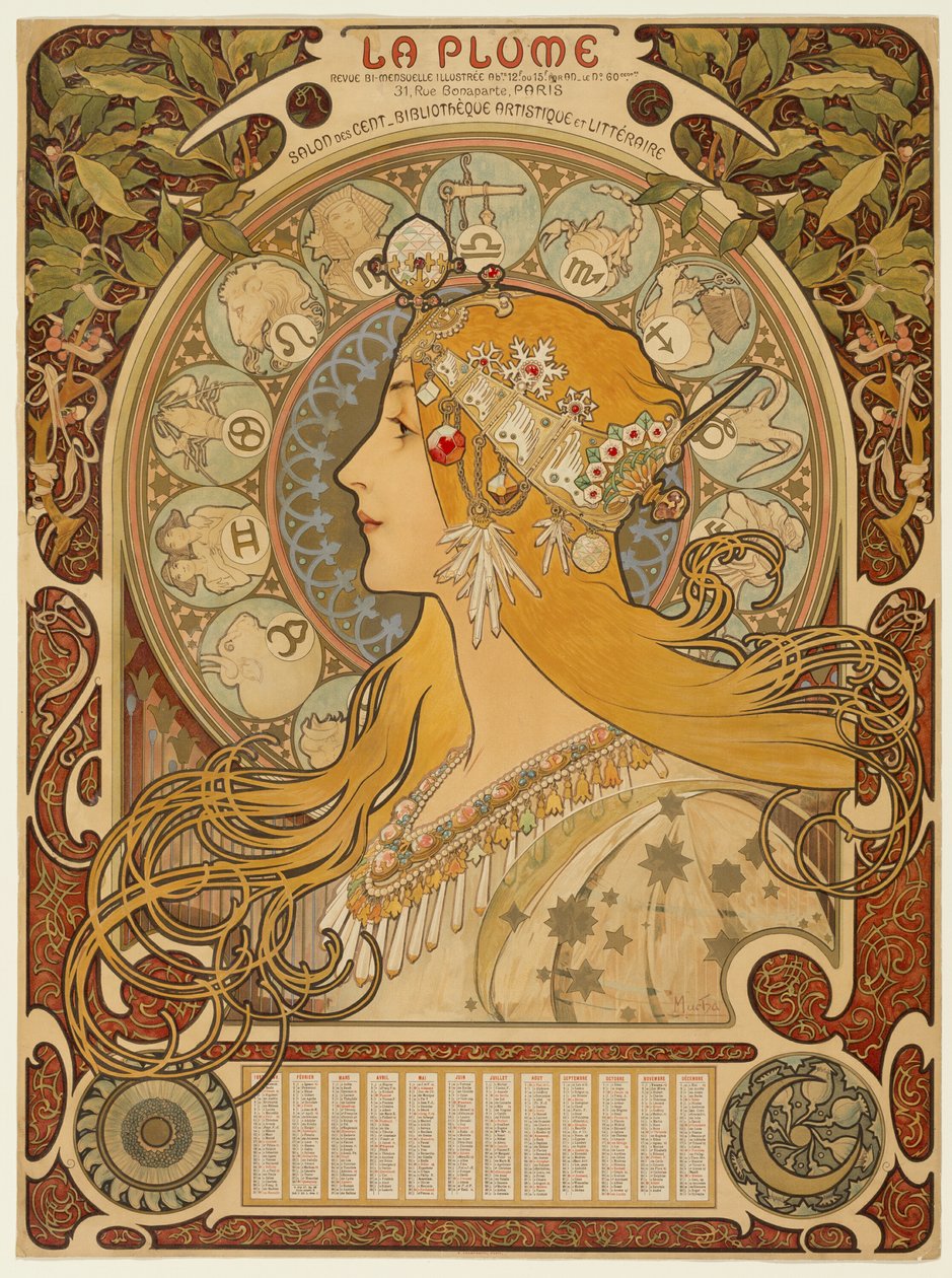 Zodiac ("Fjeren") af Alphonse Marie Mucha