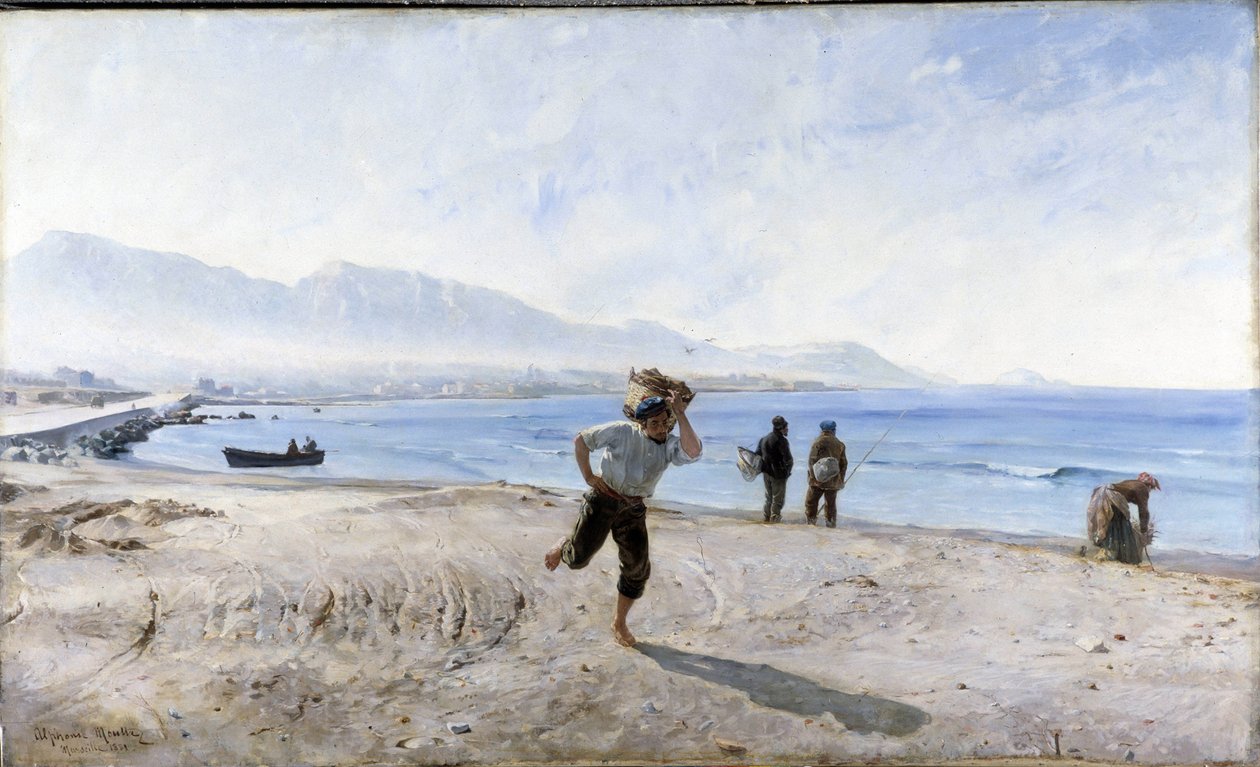 Stranden Prado (akvarel) af Alphonse Moutte