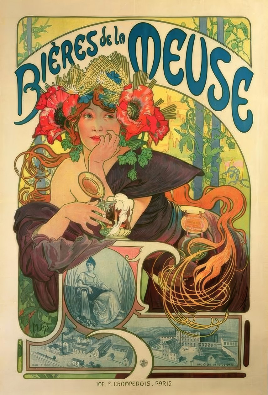 Øl fra Maas af Alphonse Mucha
