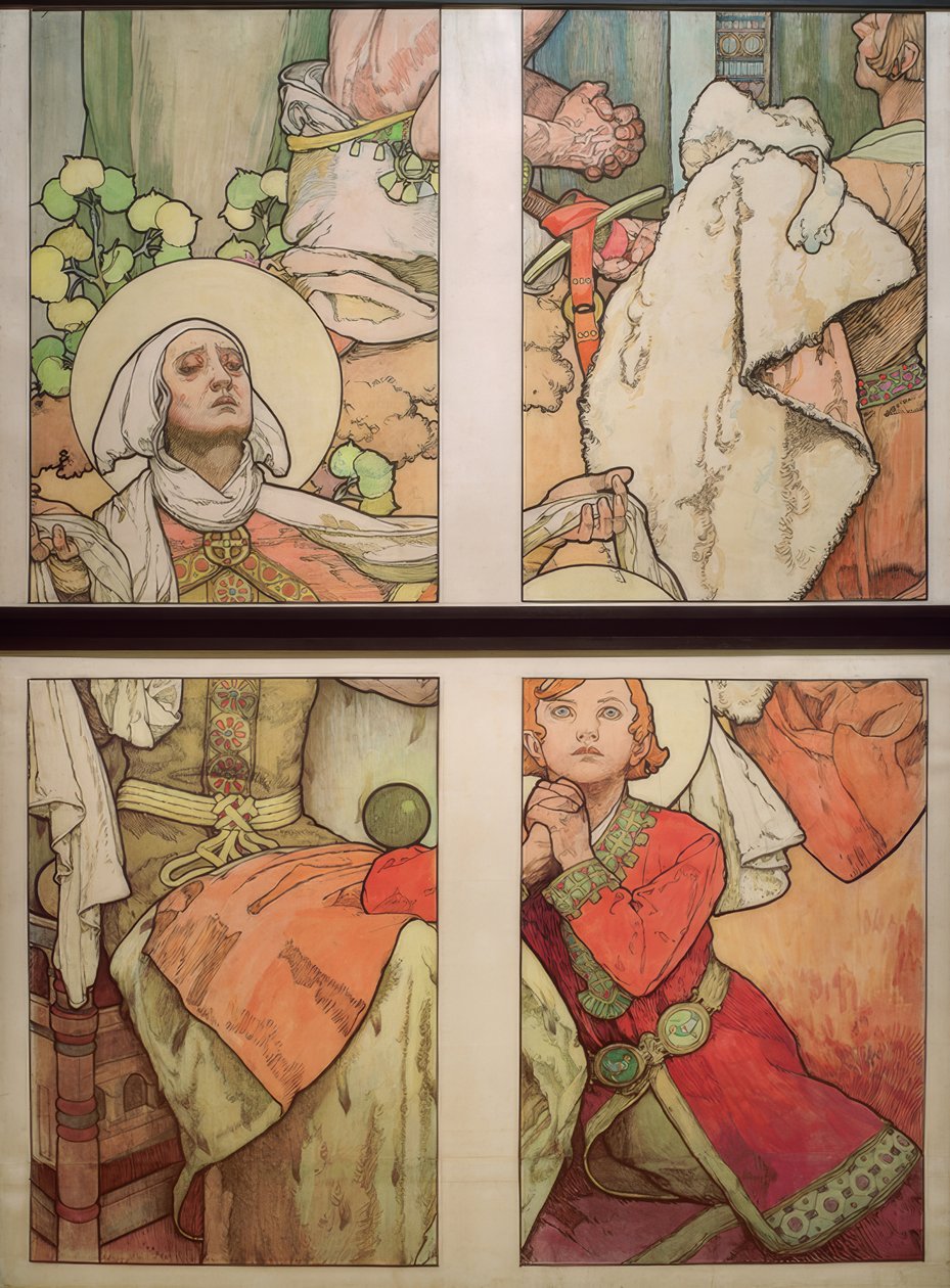 Vinduet til St. Vitus i Prag af Alphonse Mucha