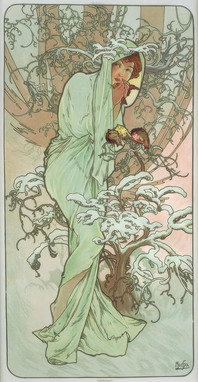 Vinter af Alphonse Mucha