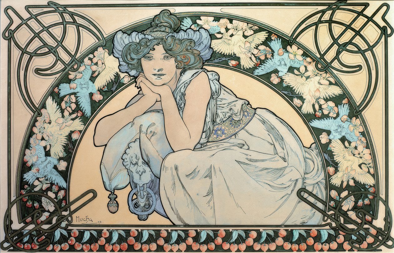 Kirschblüte af Alphonse Mucha