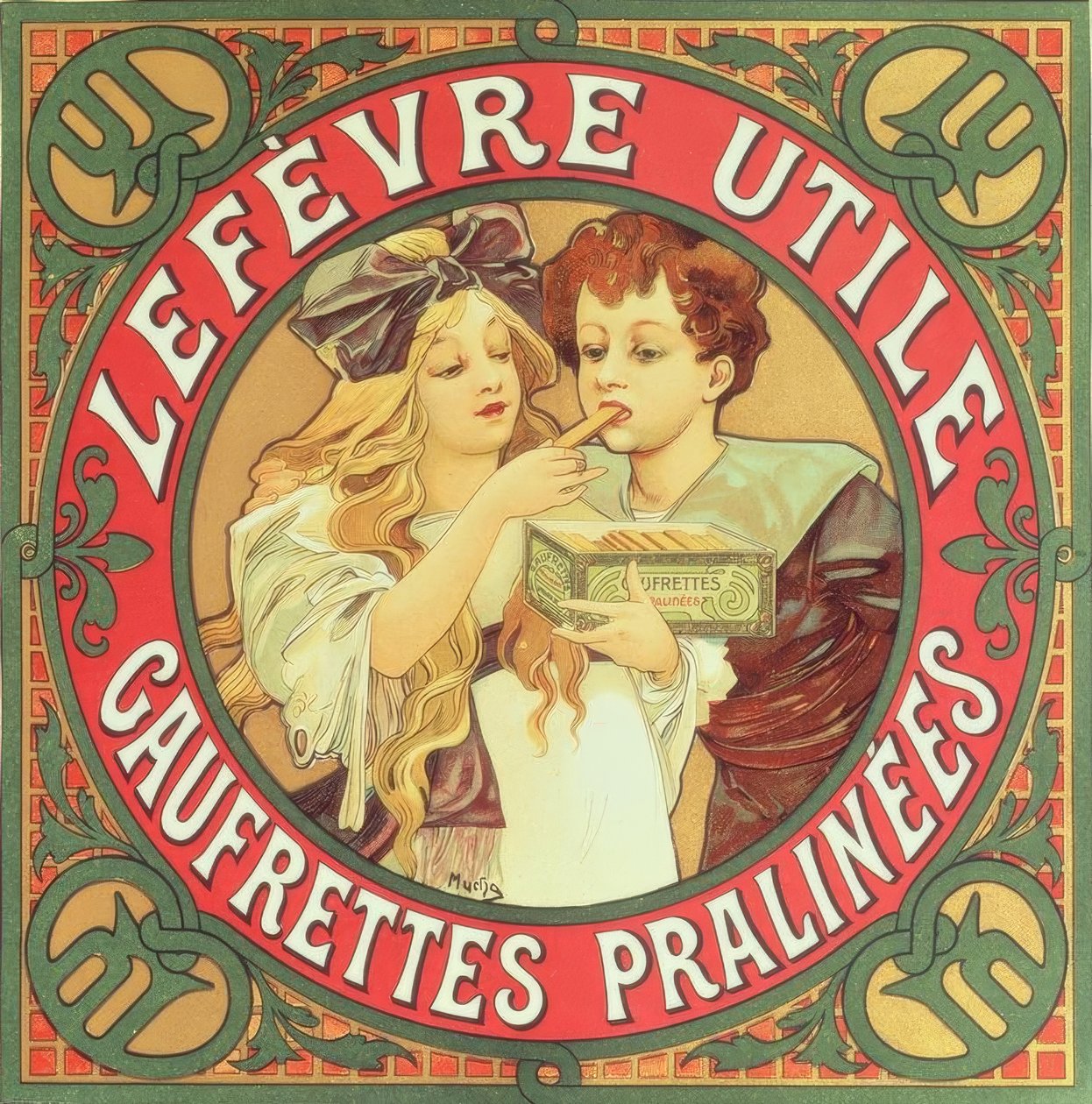 Lefèvre-Utile / Praline wafers af Alphonse Mucha