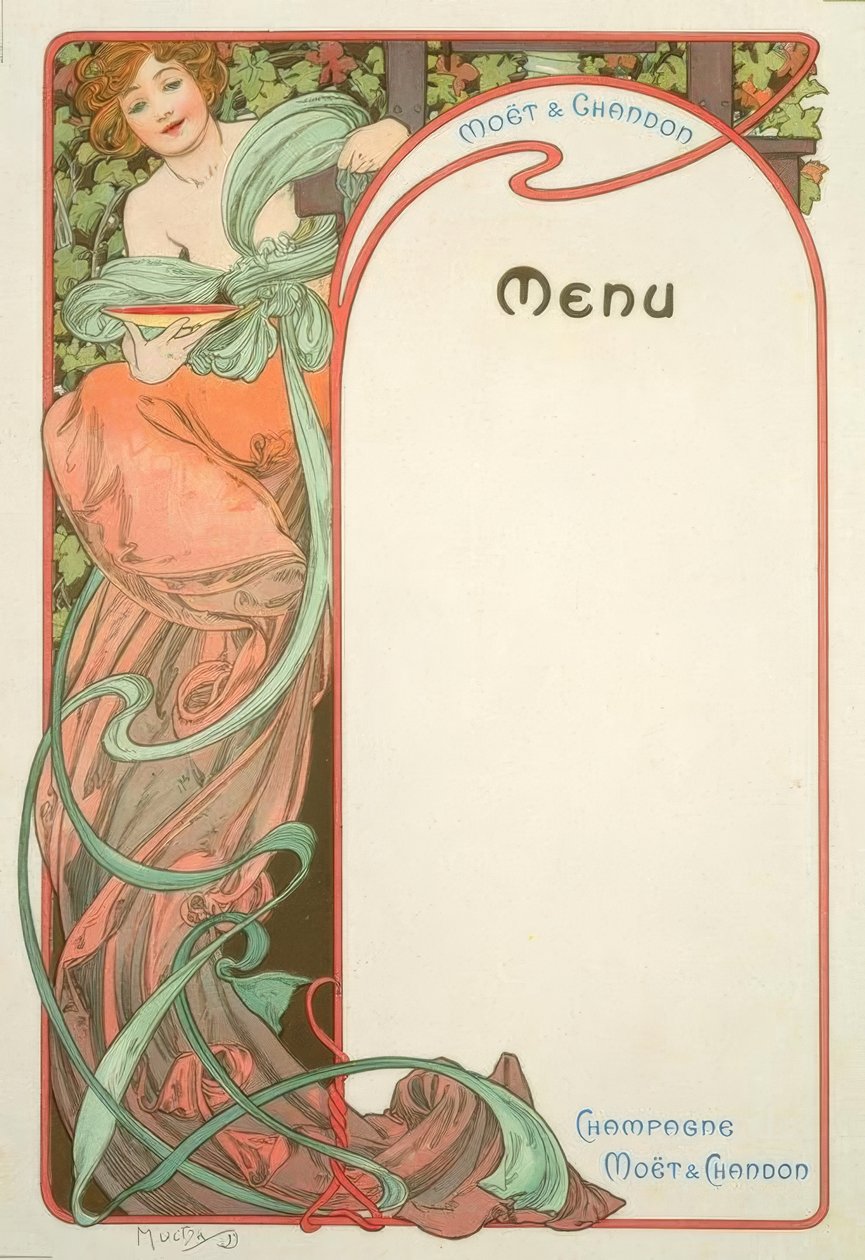 Moët & Chandon / Menu af Alphonse Mucha