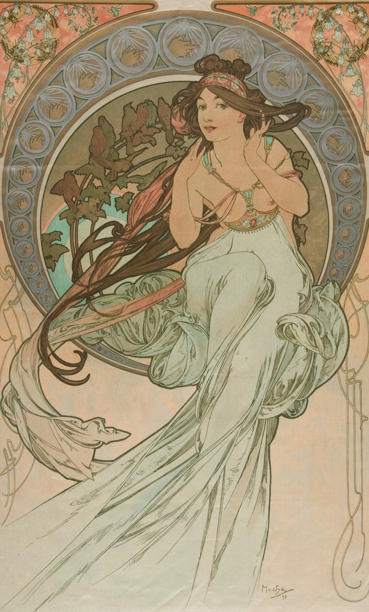 Musik fra kunsten, 1898 af Alphonse Mucha