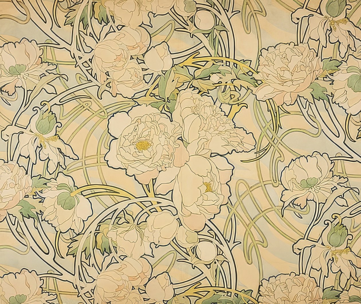 Pæoner. 1897 af Alphonse Mucha