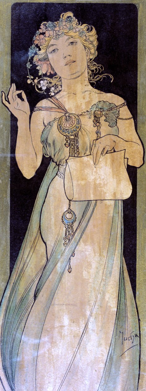 Portræt af en kvinde, c1900-1939 af Alphonse Mucha