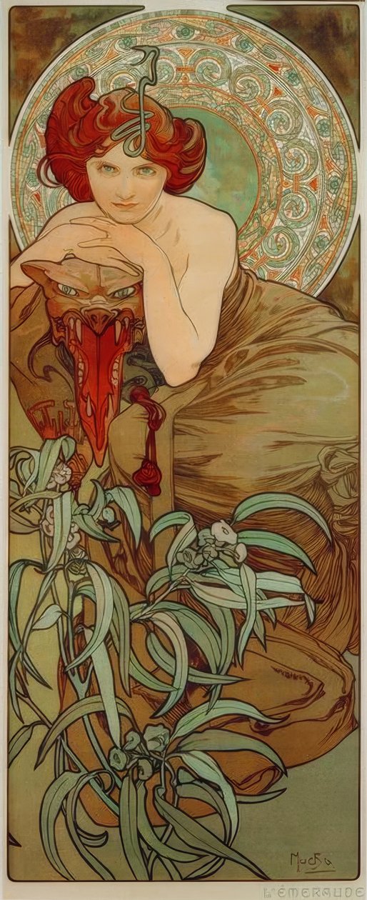 smaragd af Alphonse Mucha