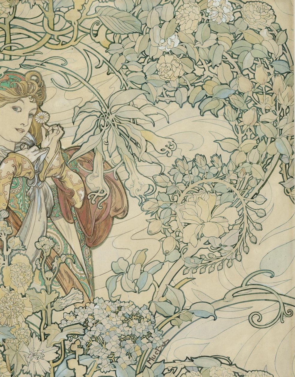 Tekstil design af Alphonse Mucha