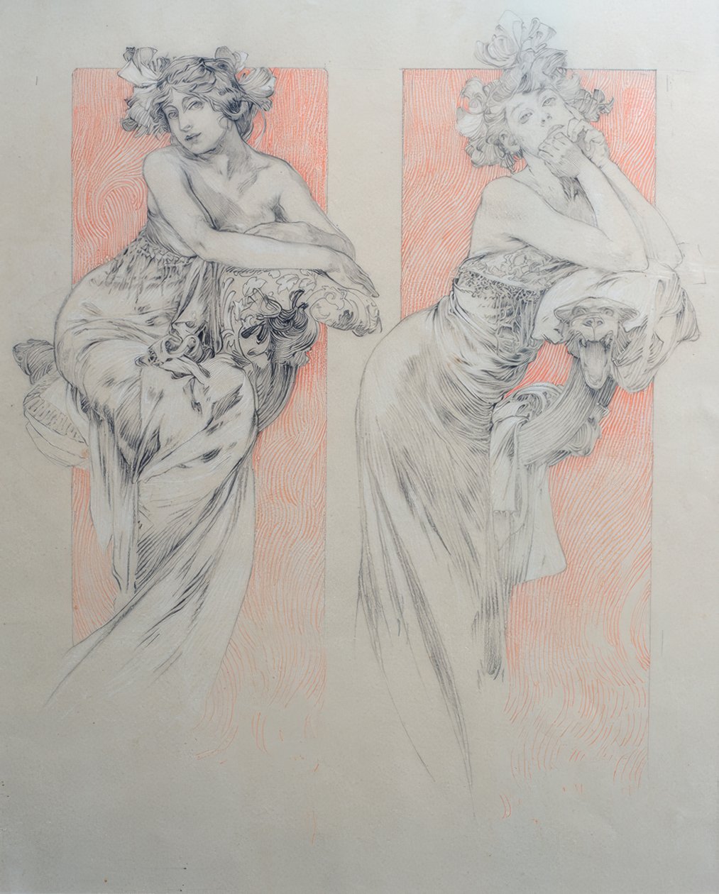Foreløbig tegning til tabel 12 af Alphonse Mucha