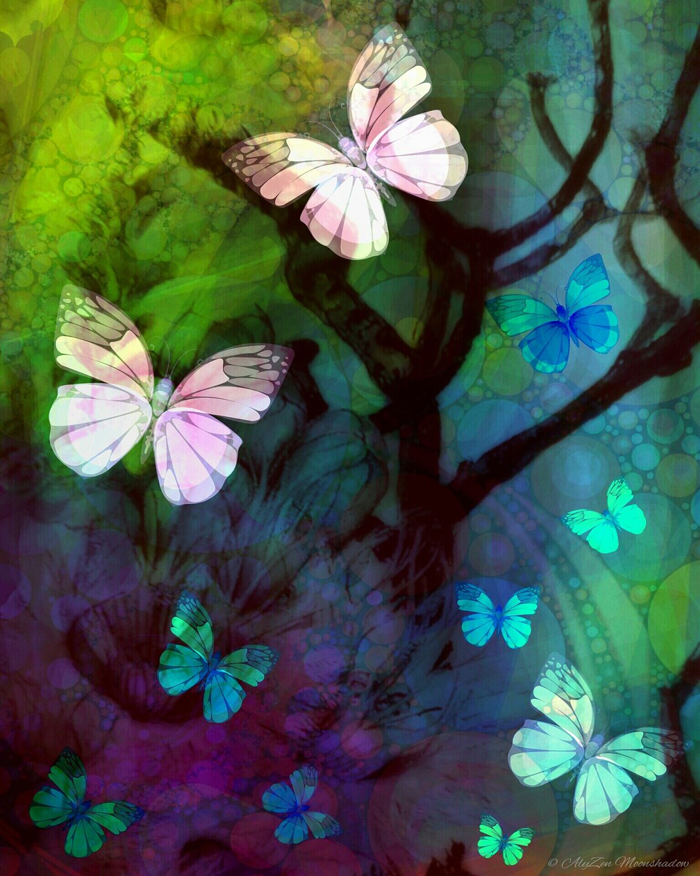 In the Company of Butterflies, 2014, (digital mixed media phoneography) af AlyZen Moonshadow