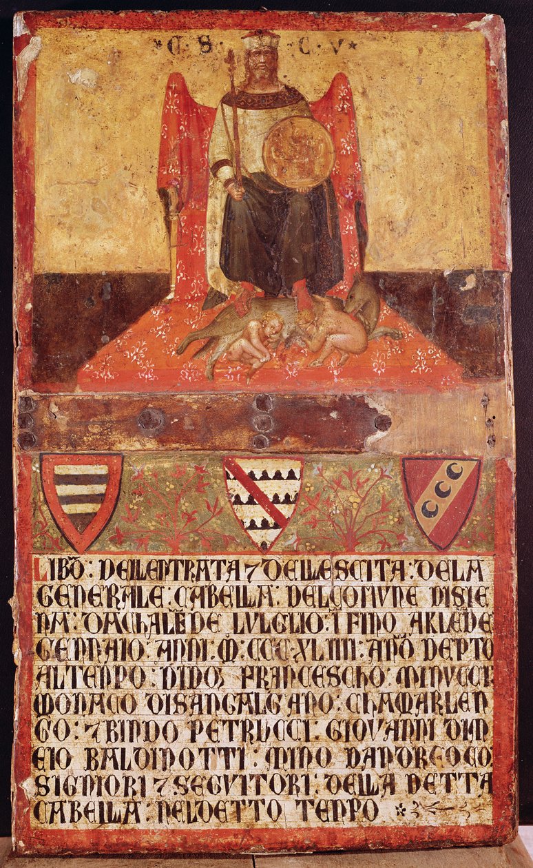 Biccherna of Good Government, 1344 (tempera på panel) af Ambrogio Lorenzetti