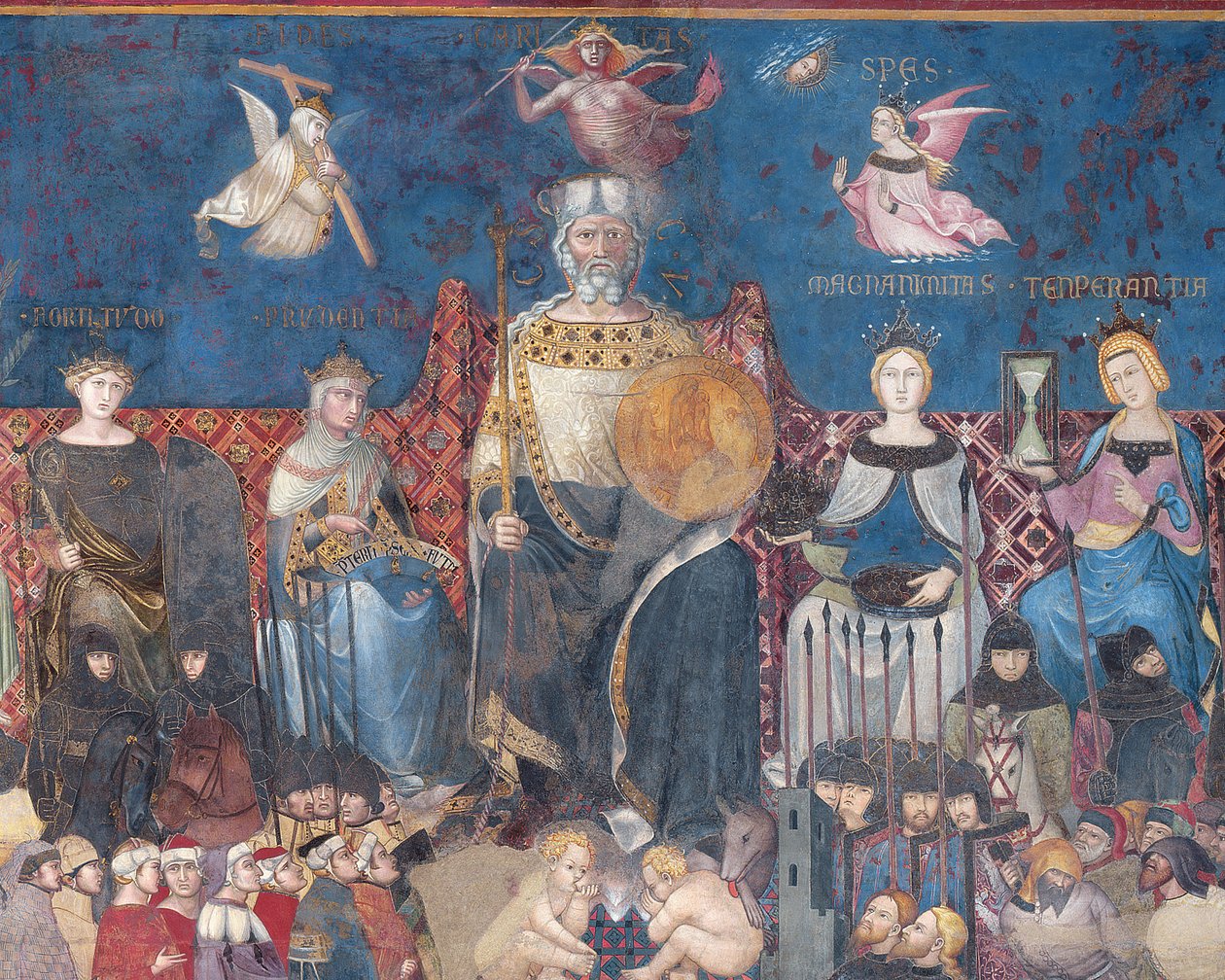 Detalje af Allegory of Good Government, 1338-40 fresco af Ambrogio Lorenzetti