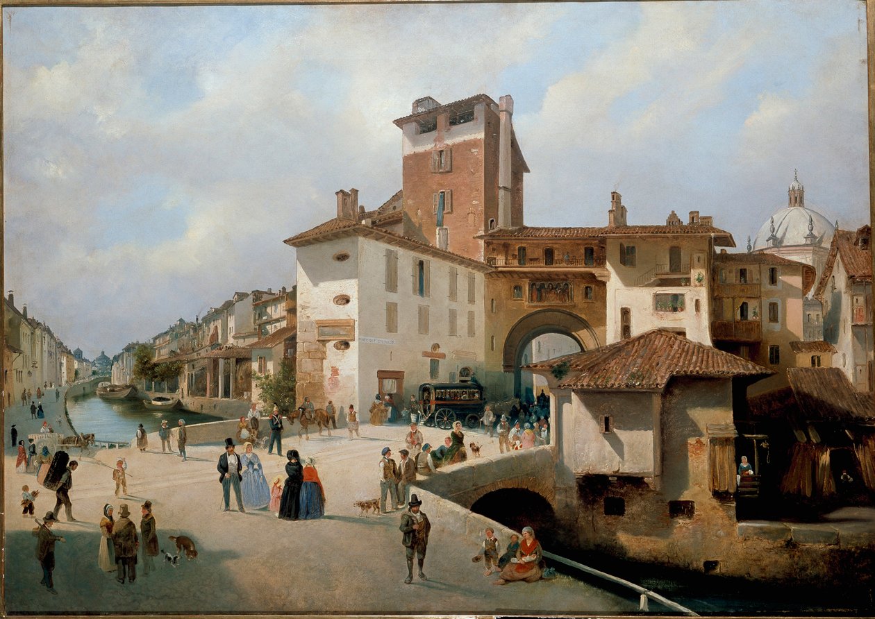 Udsigt over Ticinese-porten, Milano (maleri af Ambrogio Fermini