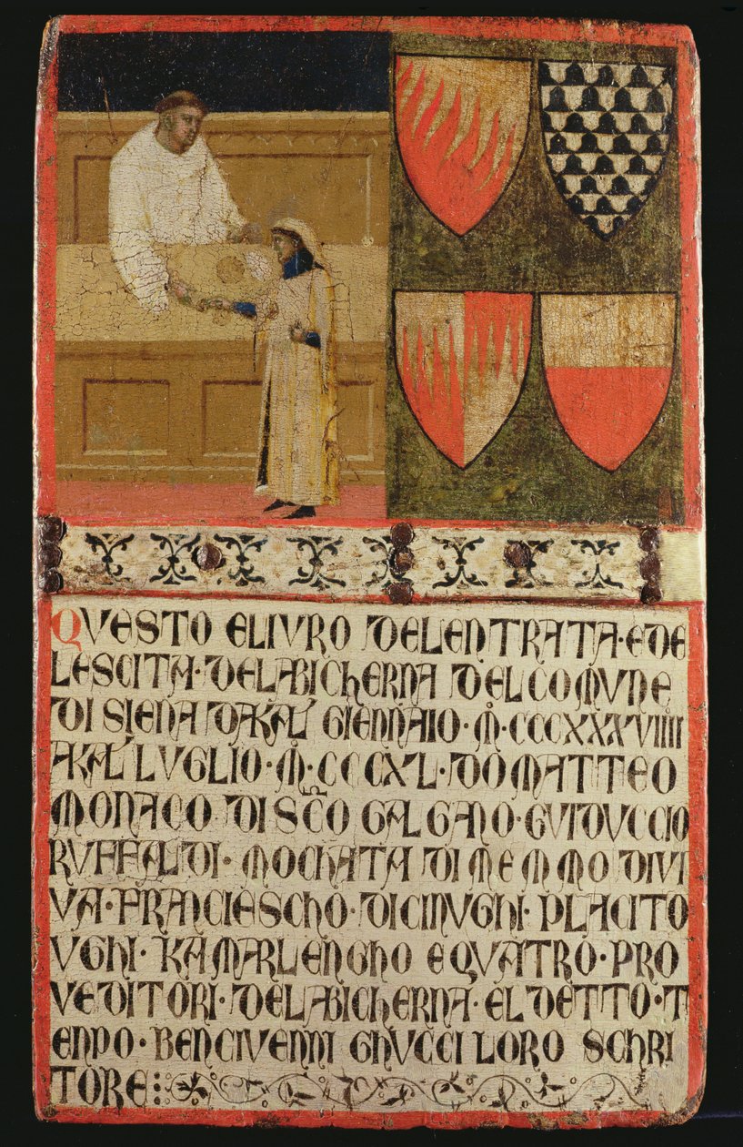 Skatteopkræver med skatteyder, 1340 af Ambrogio Lorenzetti