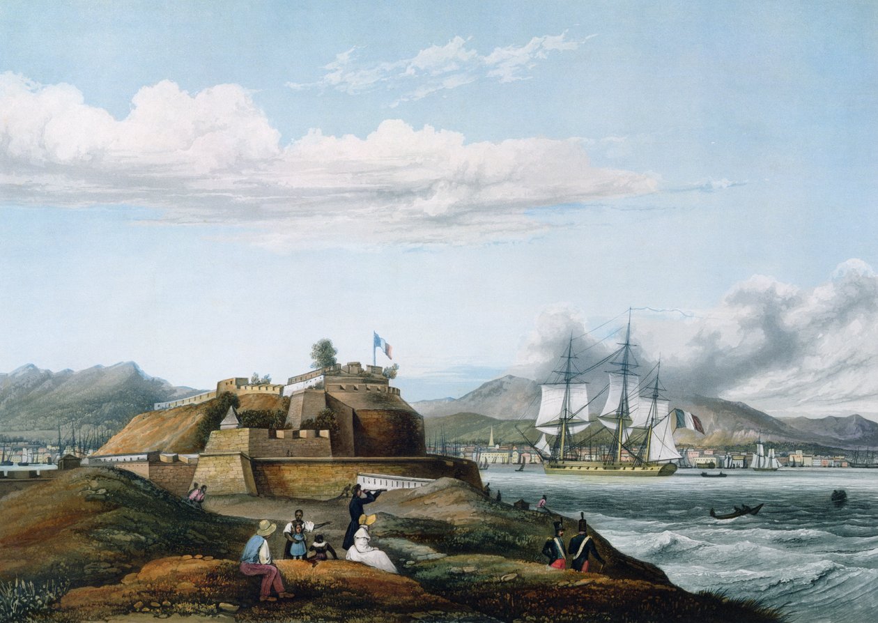 Udsigt over Fort Royal, Martinique af Ambroise Louis Garneray
