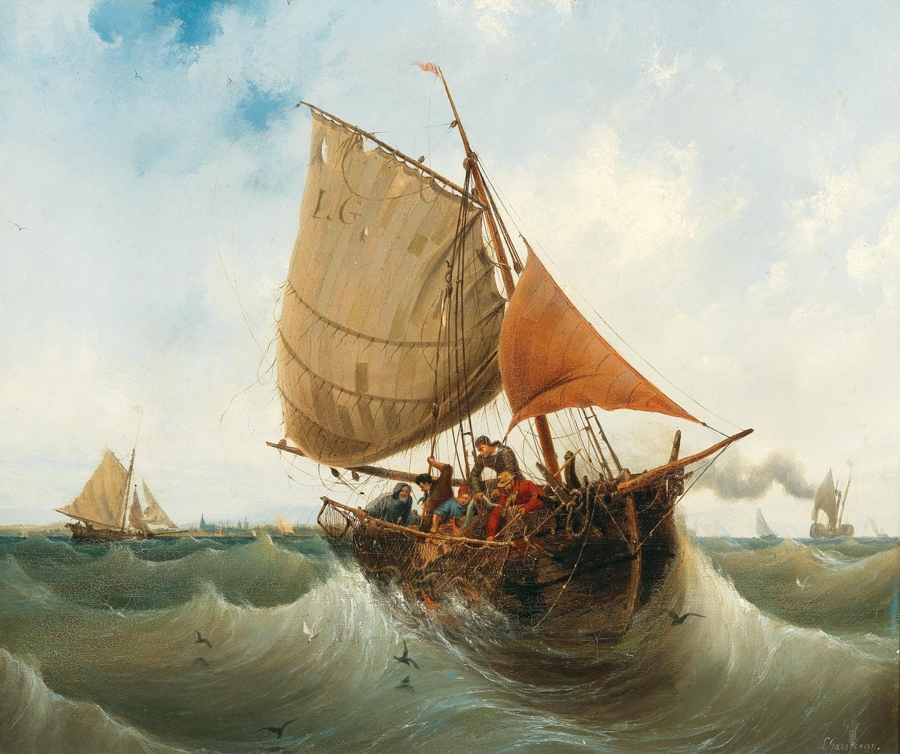 Fiskeri ved kysten af Ambroise Louis Garneray