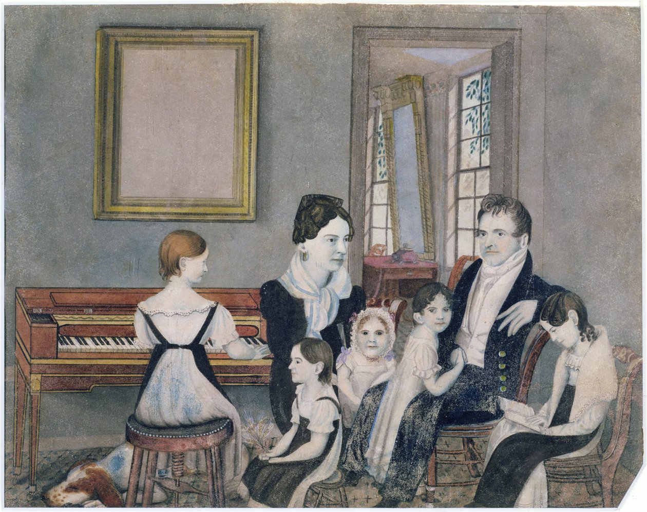 Familien Schuyler, 1824 (wc på papir) af Ambrose Andrews