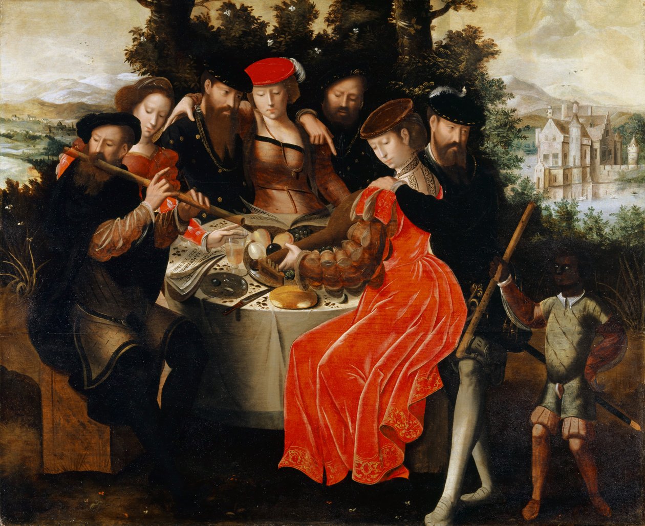Music Making Company Outdoors, c.1540-50 af Ambrosius Benson