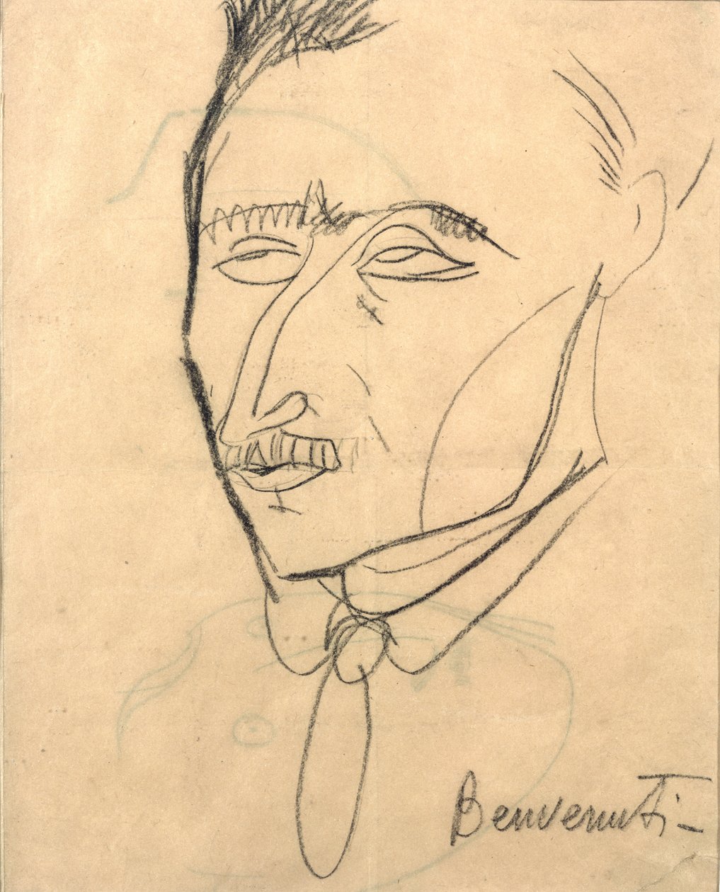 Aristide Sommati, ca. 1908 (kul på papir) af Amedeo Modigliani
