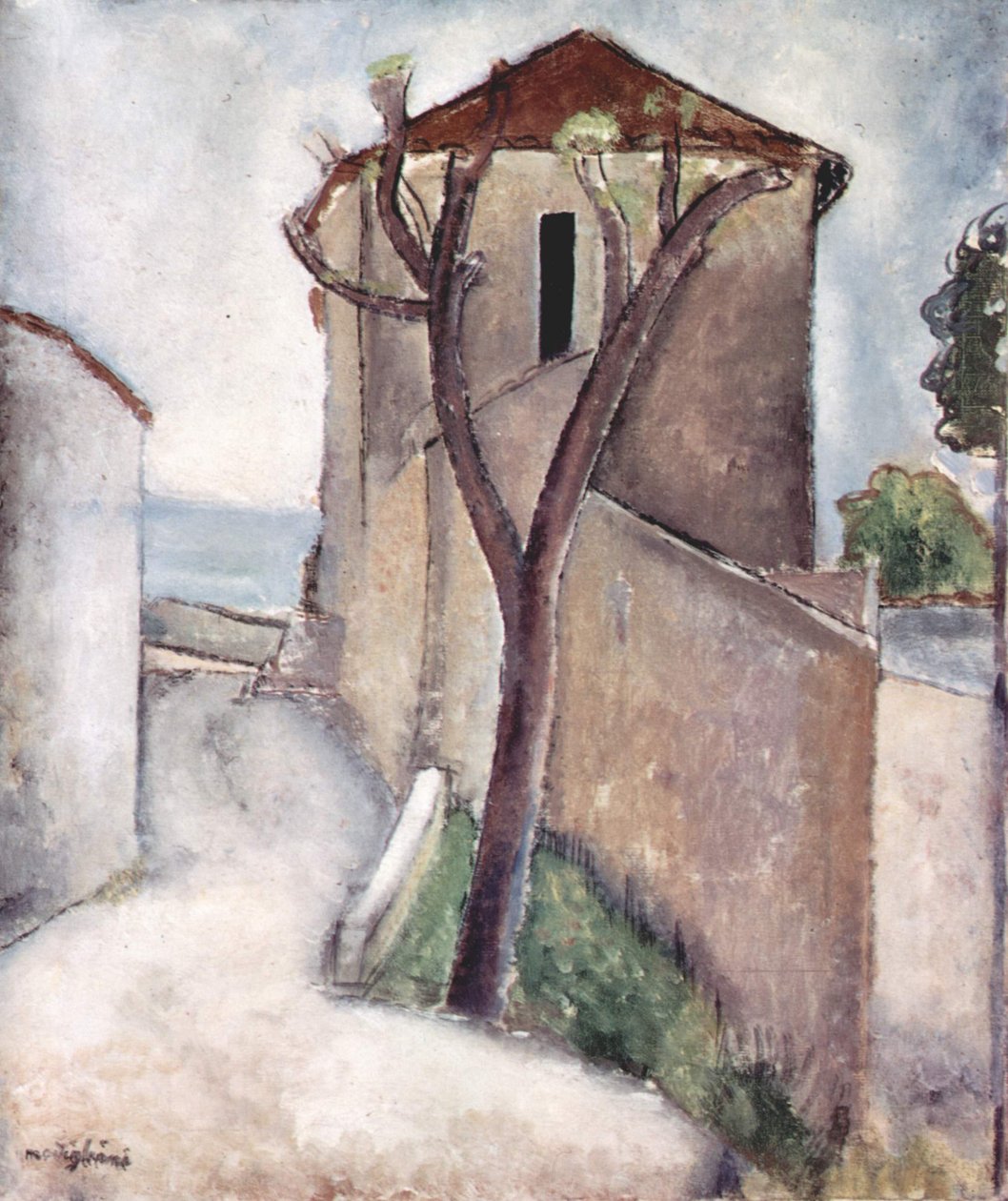 Træ og hus af Amedeo Modigliani