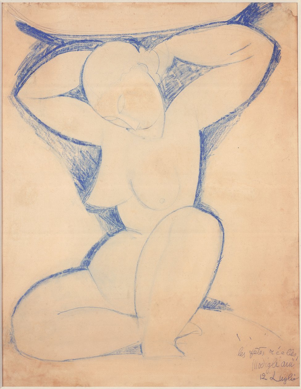 Caryatid, 1913-14 (farveblyant på papir) af Amedeo Modigliani