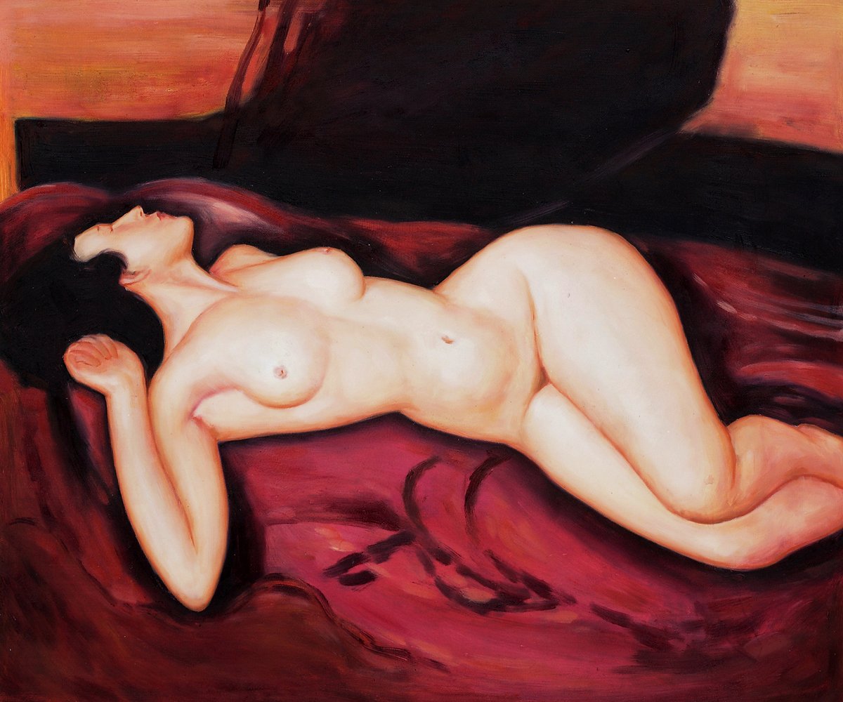 Nøgen ligger på ryggen af Amedeo Modigliani