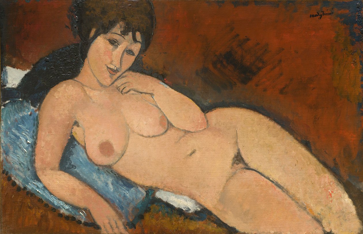 Nøgen på en blå pude af Amedeo Modigliani