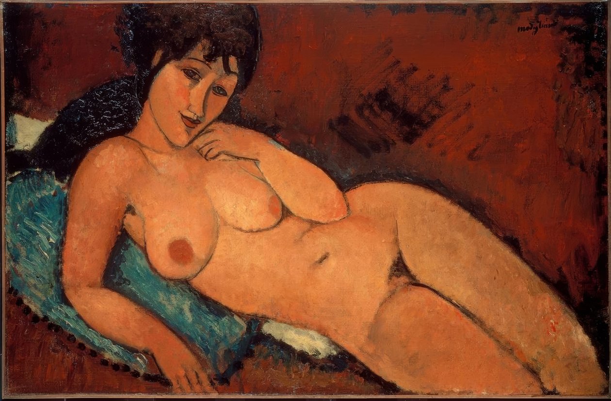 Nøgen på en blå pude af Amedeo Modigliani