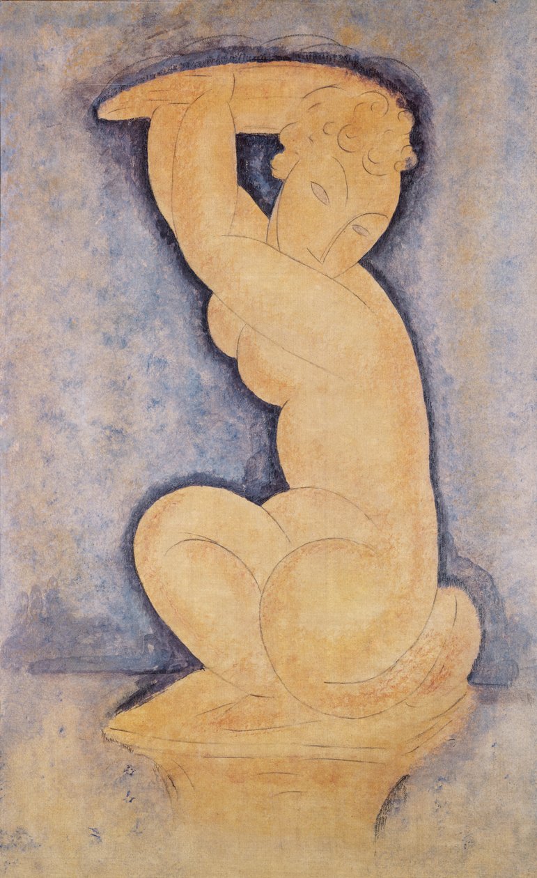 Caryatid, 1914 (blyant og wc) af Amedeo Modigliani