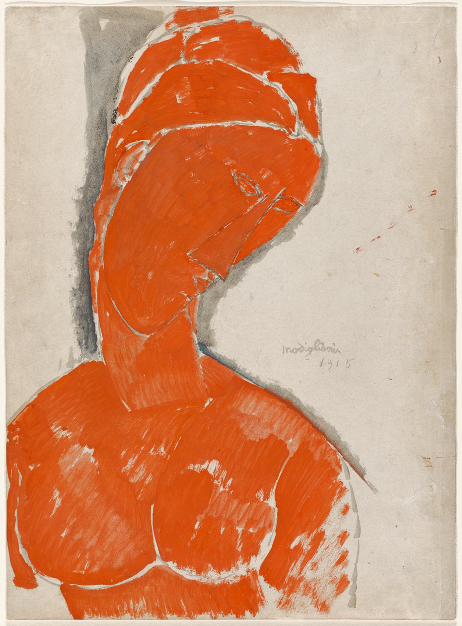 Kvindebuste i rødt af Amedeo Modigliani