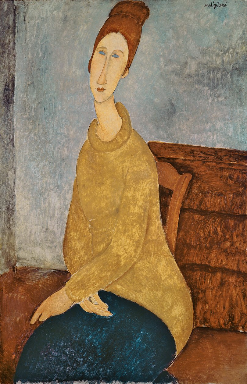 Jeanne Hebuterne i en gul jumper, 1918-19 af Amedeo Modigliani
