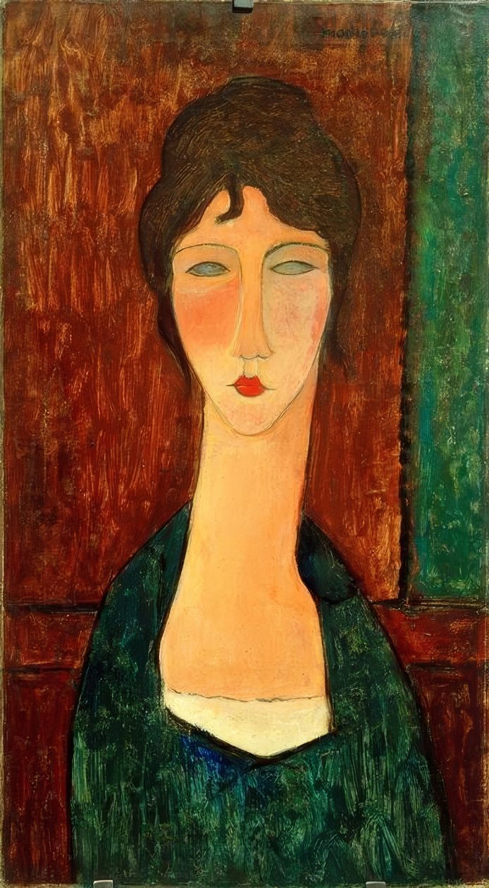 Ung kvinde med brunt hår (Elvira) af Amedeo Modigliani
