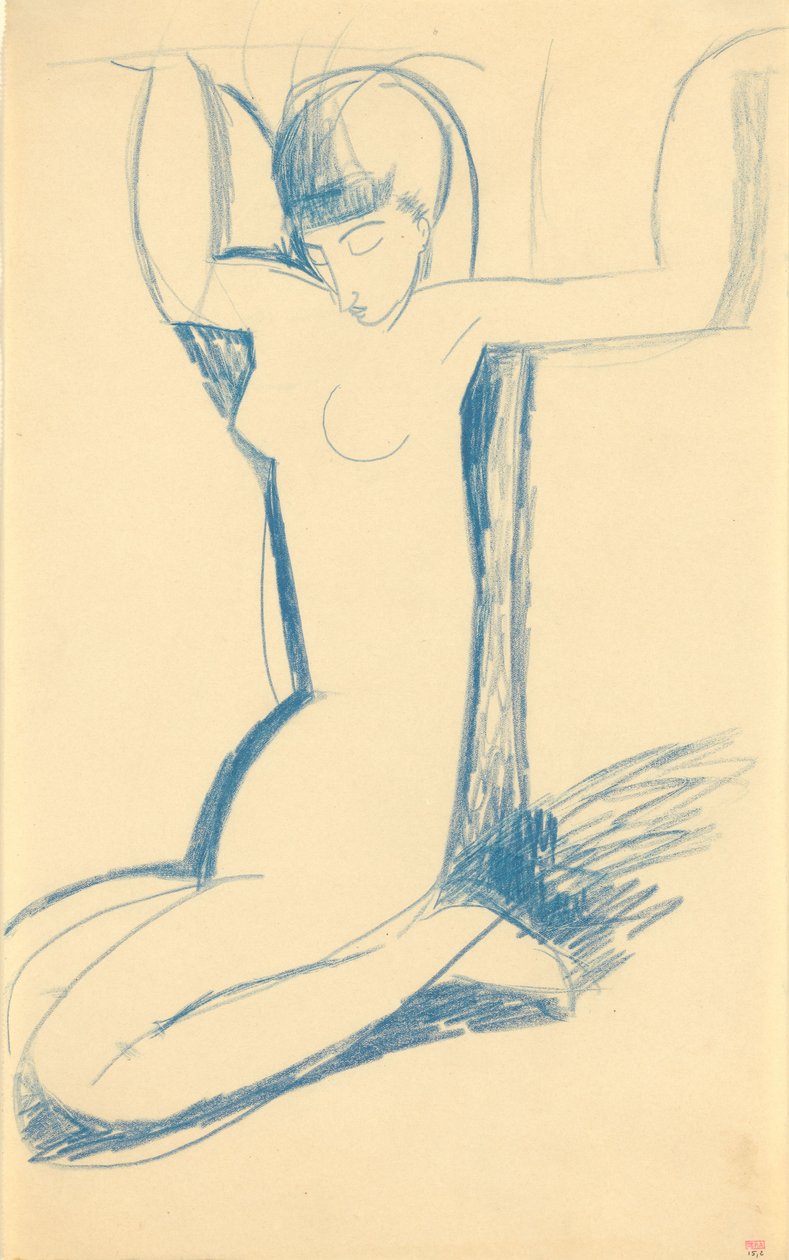 Knælende blå karyatide, ca. 1911 af Amedeo Modigliani
