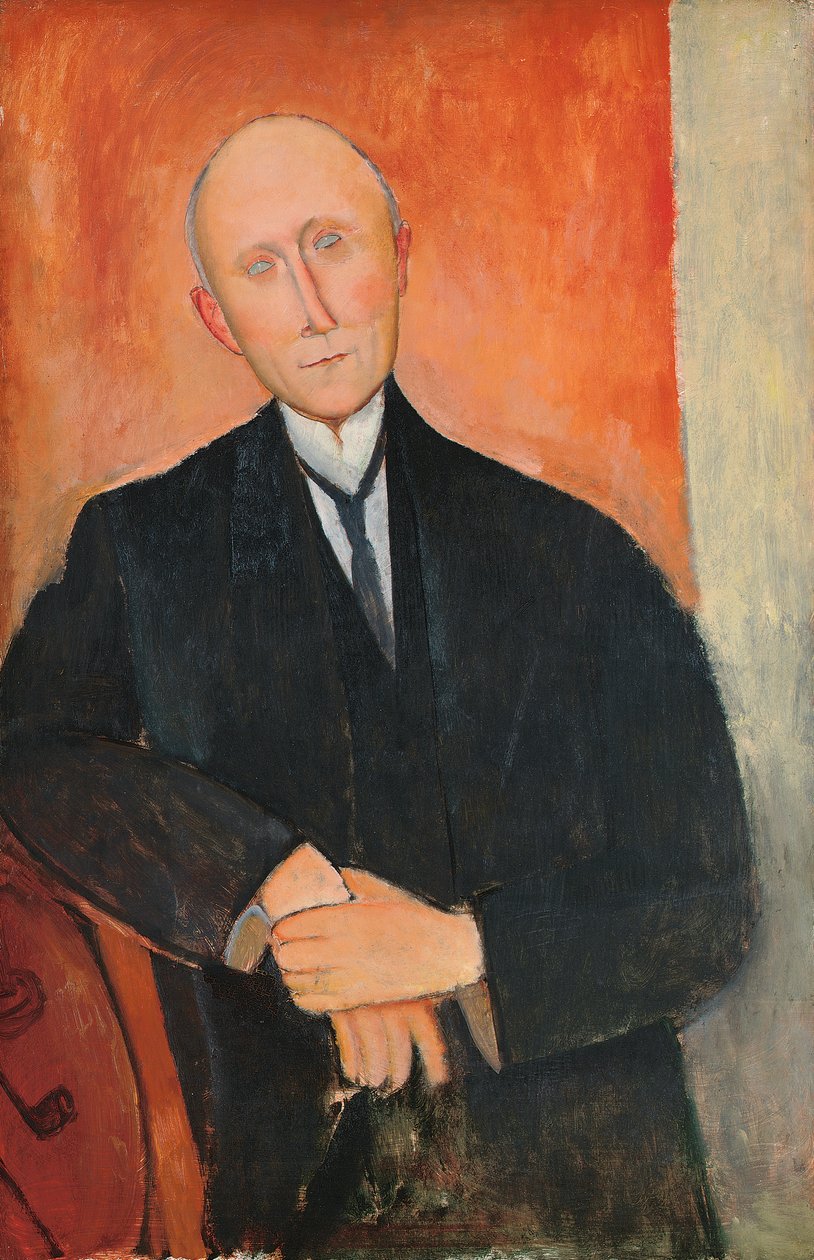 Mand på orange baggrund af Amedeo Modigliani