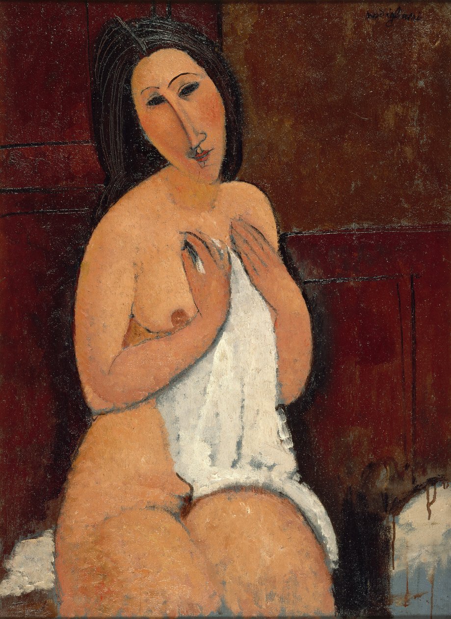 Nøgen siddende i skjorte, 1917. af Amedeo Modigliani