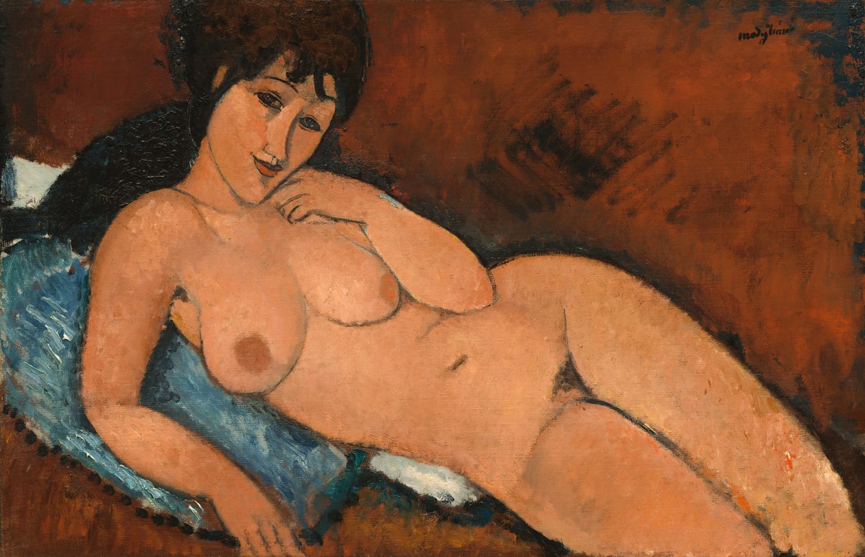 Nøgen på en blå pude af Amedeo Modigliani