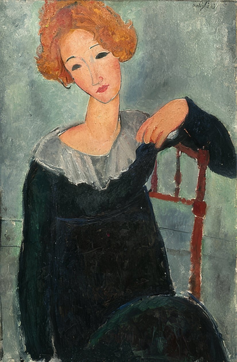 Rødhåret kvinde. 1917 af Amedeo Modigliani